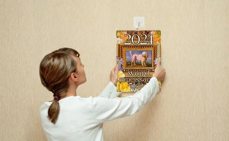 Estranho Medieval Dogs Calendar, Retro Wall Calendar, Renaissance, Escritório e Material Escolar, 2024