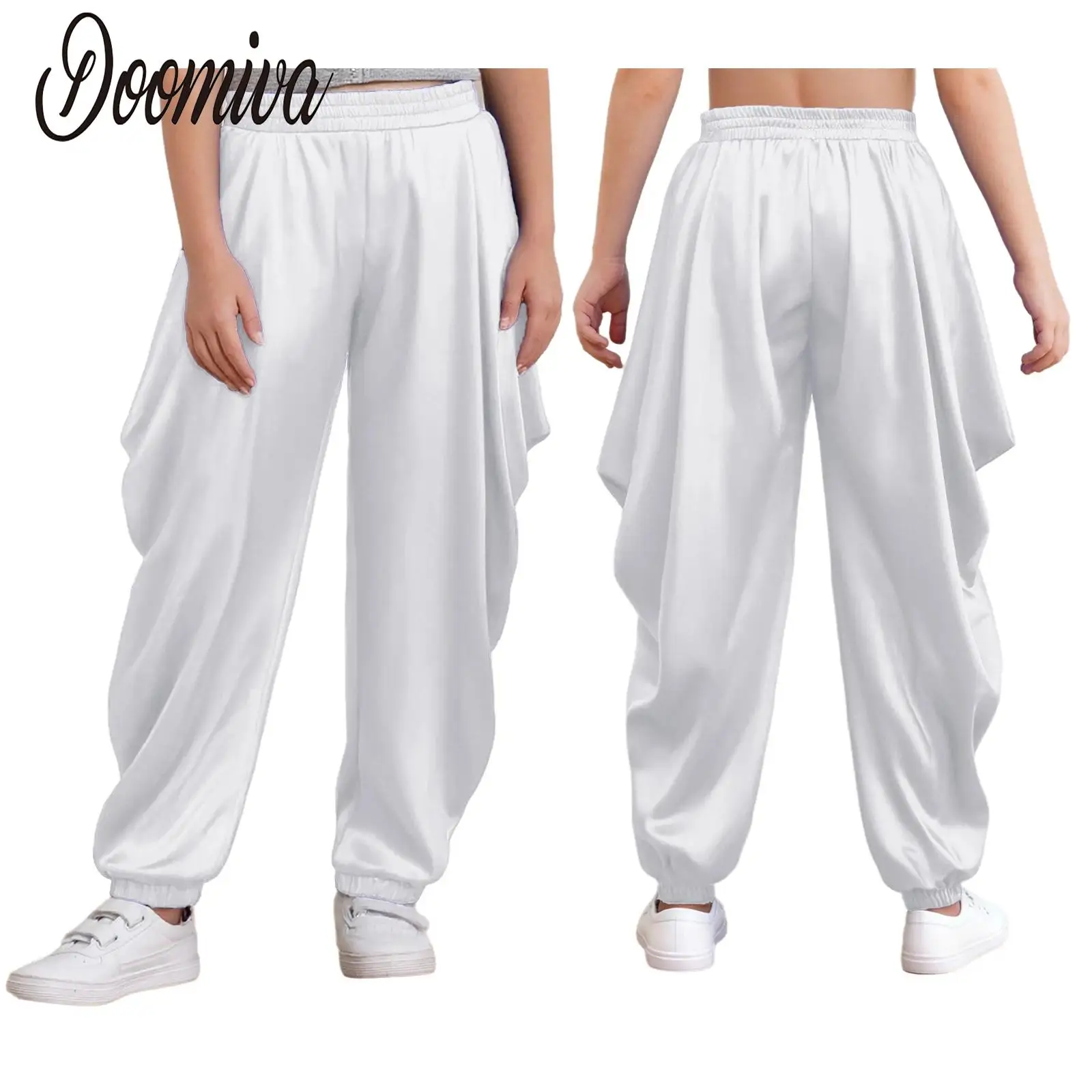 

Kids Boys Belly Dance Tribal Harem Pants Satin Dhoti Pants Bloomers Halloween Party Pants Egyptian Lantern Loose Baggy Trousers