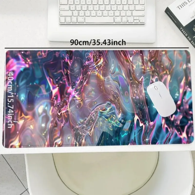 CIFbuy Liquid Ripple Pattern Rectangular Gaming Mouse Pad, Non-Slip Rubber Base Stitched Edge Desk Mat, DurableDesktopAccessory