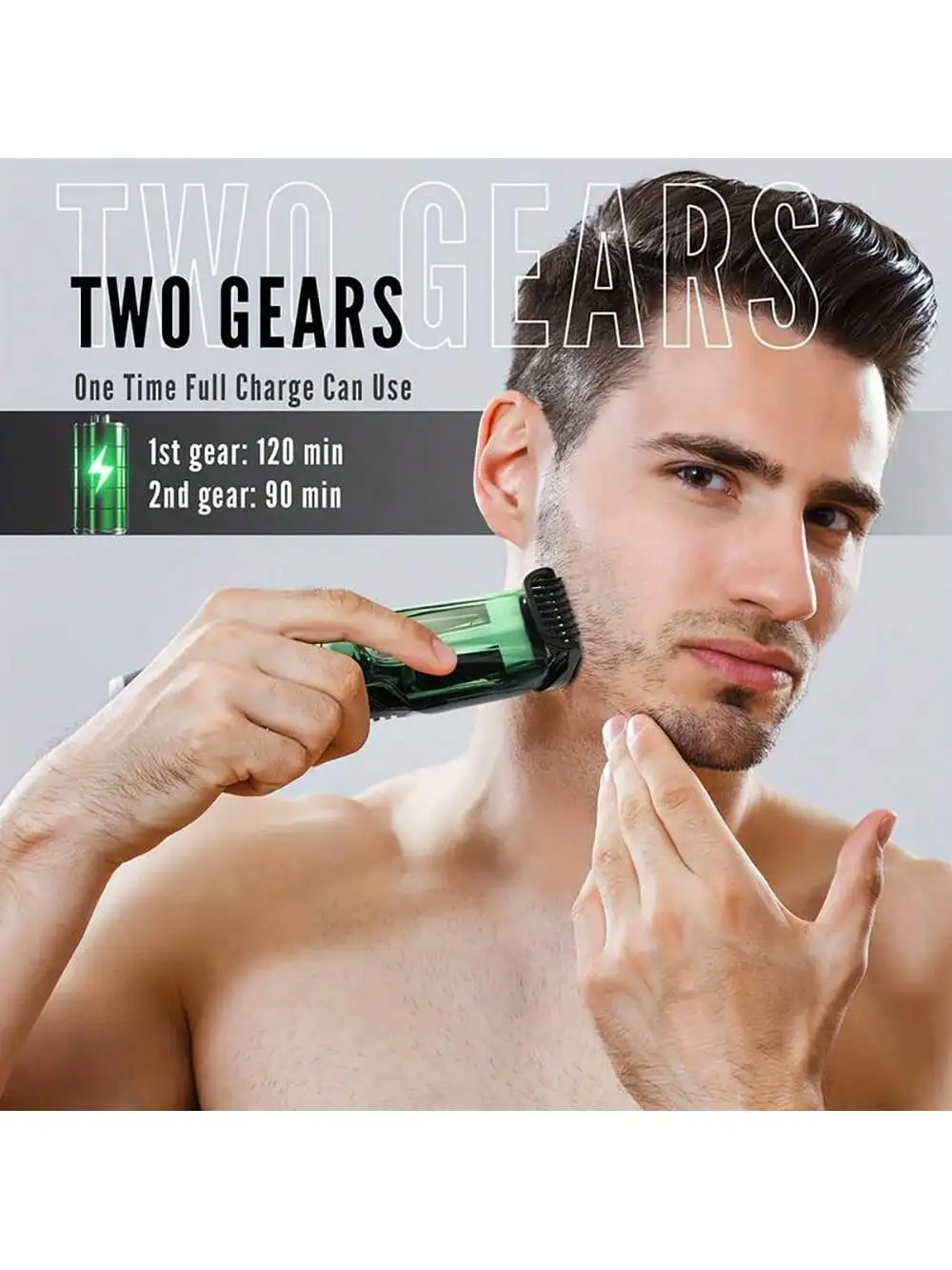 1pc 1400mah lavável corpo inteiro carga usb aparador de cabelo com display led, sucção automática do cabelo, profissional sem fio cli