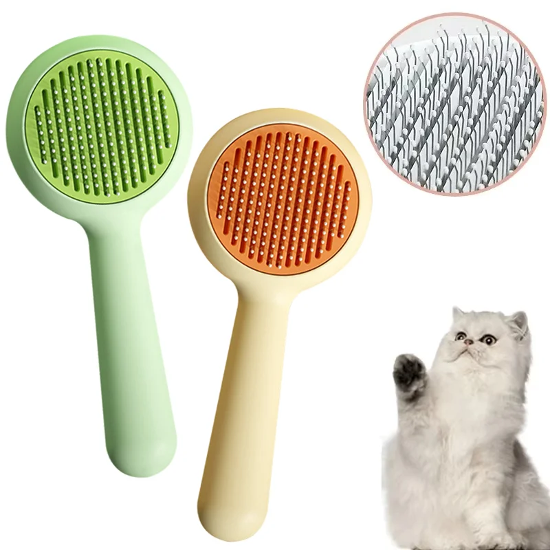 Cat Brush Self-cleaning Cat Brush Pet Hair Remover One Click Combs for Cats Hair Cleaning Pet Grooming Massage Dog Comb Brushes