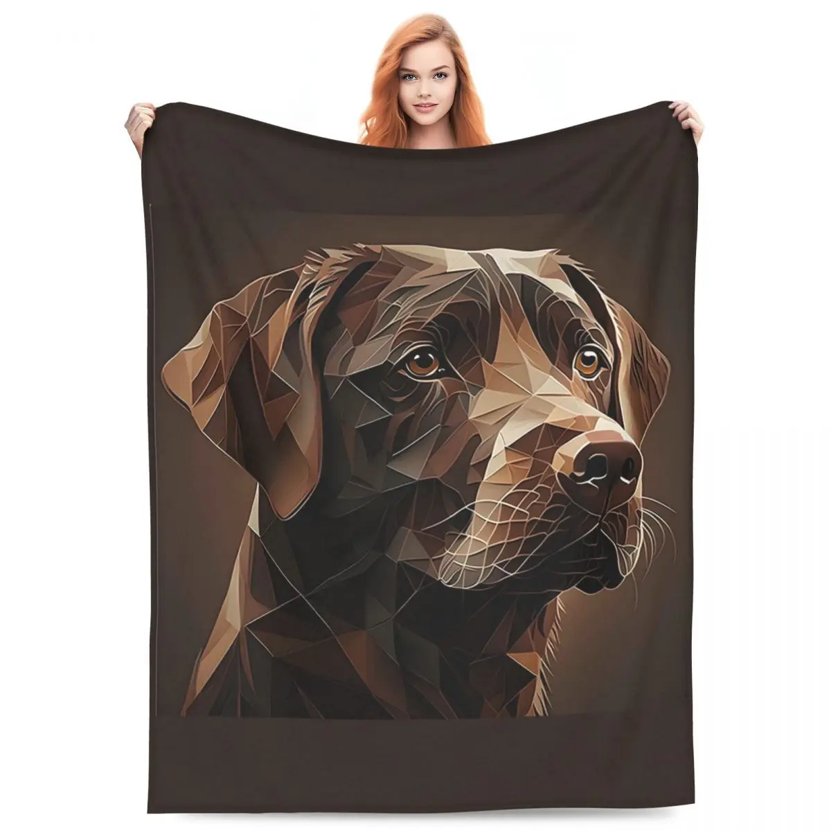 Geometric Choco A Chocolate Labrador Artwork Blanket Fleece Sofa Throw Blanket for Couch Bedding Travel Throws Bedspread Quilt
