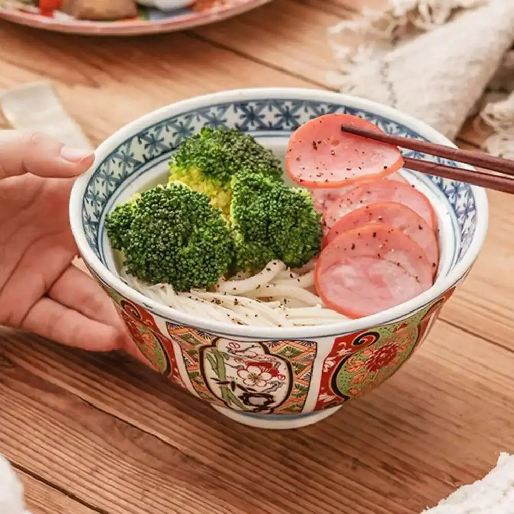 6-inch Japanese Ceramic Rice Ramen Bowl Instant Noodle Soup Bowl With Lid  Kitchen Tableware Supplies
