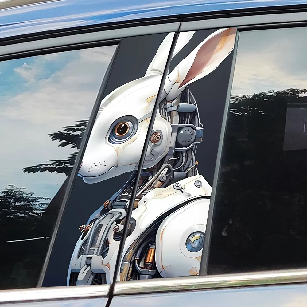 

Mechanical Rabbit Car Stickers Auto B Pillar Waterproof Sunscreen Decor Cover Scratches Car Door Pillar Vinyl Decals Accessories