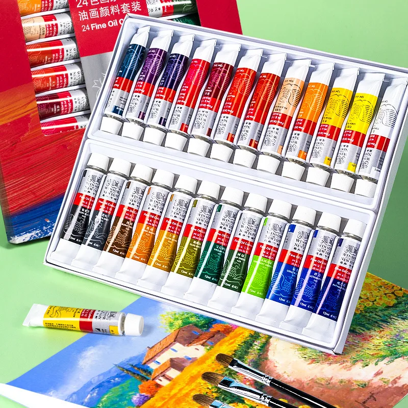 Winsor & Newton Professional Color Oil Paint 12/18/24 Colors 12ML Tube Fine Painting Pigments for Artists Students Art Supplies