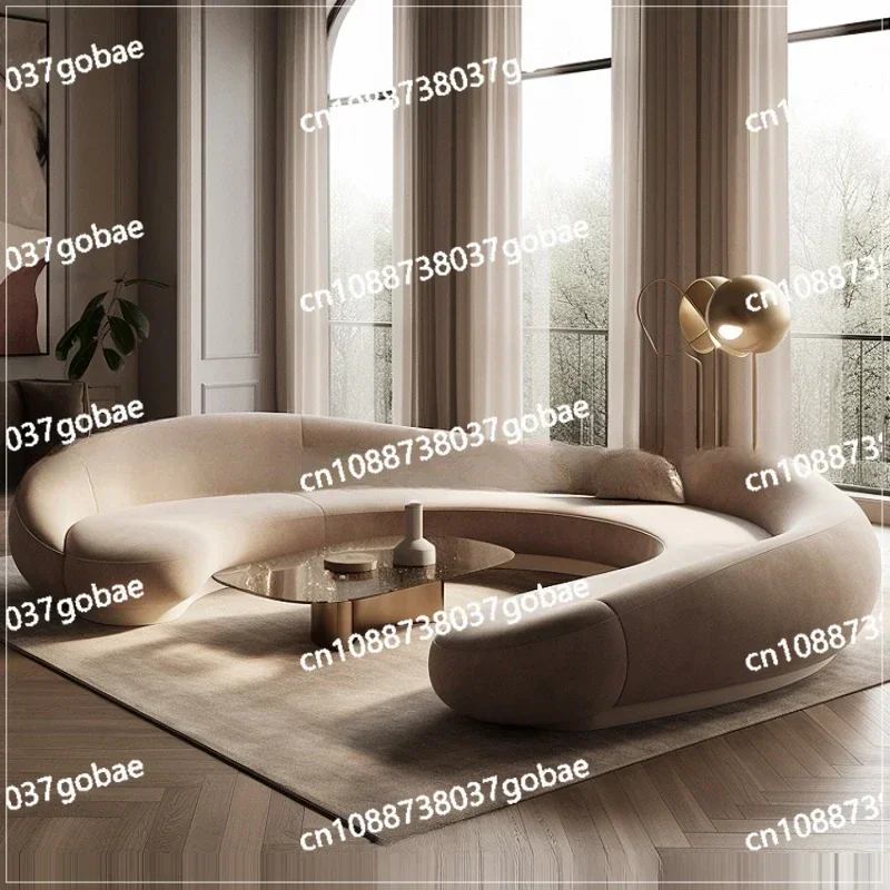 Sales Office Arc-shaped Sofa Arc-shaped Corner Cream Series Arc-shaped Caramel Color Sofa Multiple People