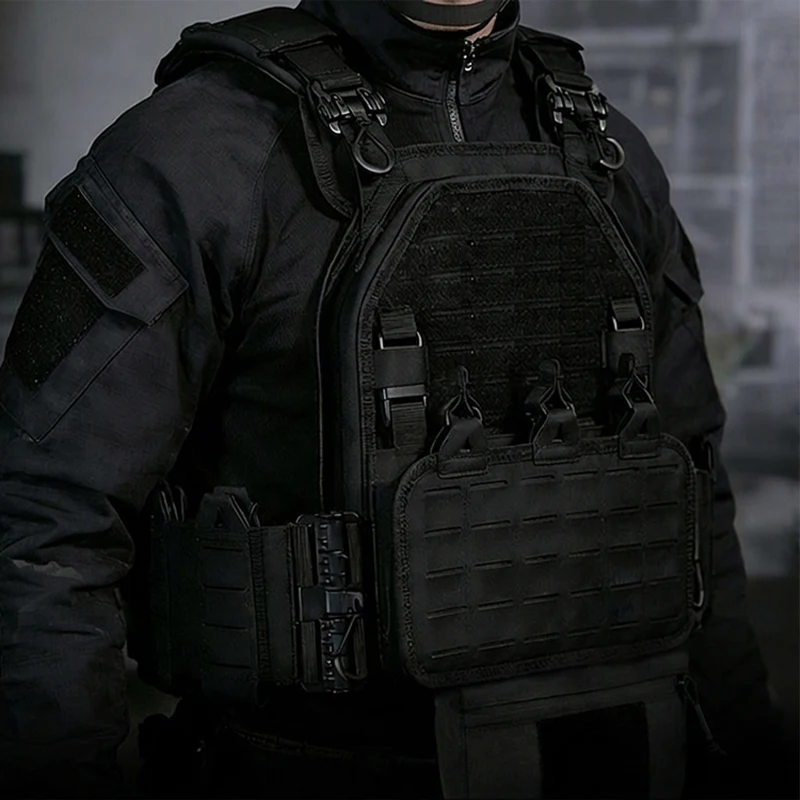 New combat vest 6094 quick detachable light laser cut tactical vest black gear to carry airsoft carrier combat equipment view 6
