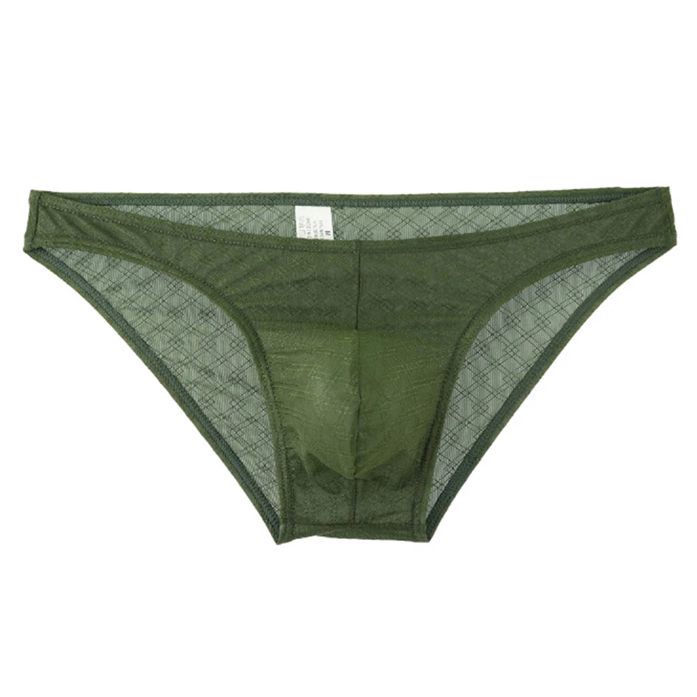 Men Diamond Low Waist Lingeries For Man See Through Briefs Breathable Japanese Thongs Mesh Pouch Sheer Underwear Men's Panties