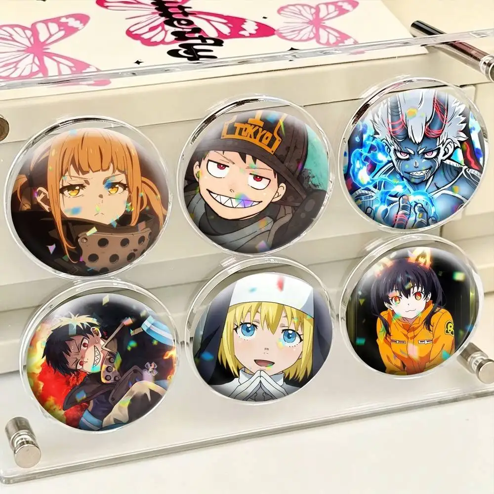 Anime Fire classic Force  25 32 44 58 75mm Badges Personalized Round Brooches Pins Accessory Gift