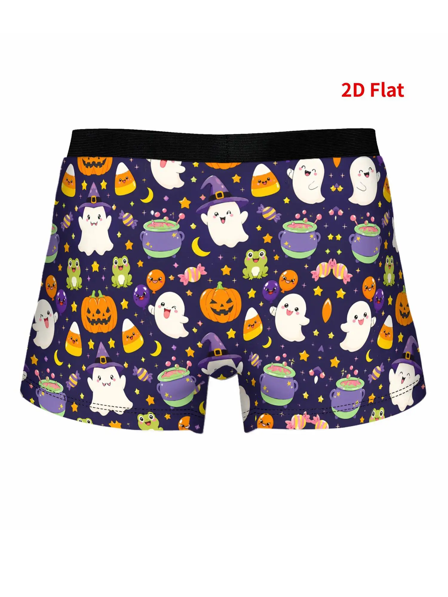 Happy Halloween Cute Ghosts Candy Pumpkins Men's Novelty Underwear Funny Boxer Shorts Suitable for Daily Wear & Gifts
