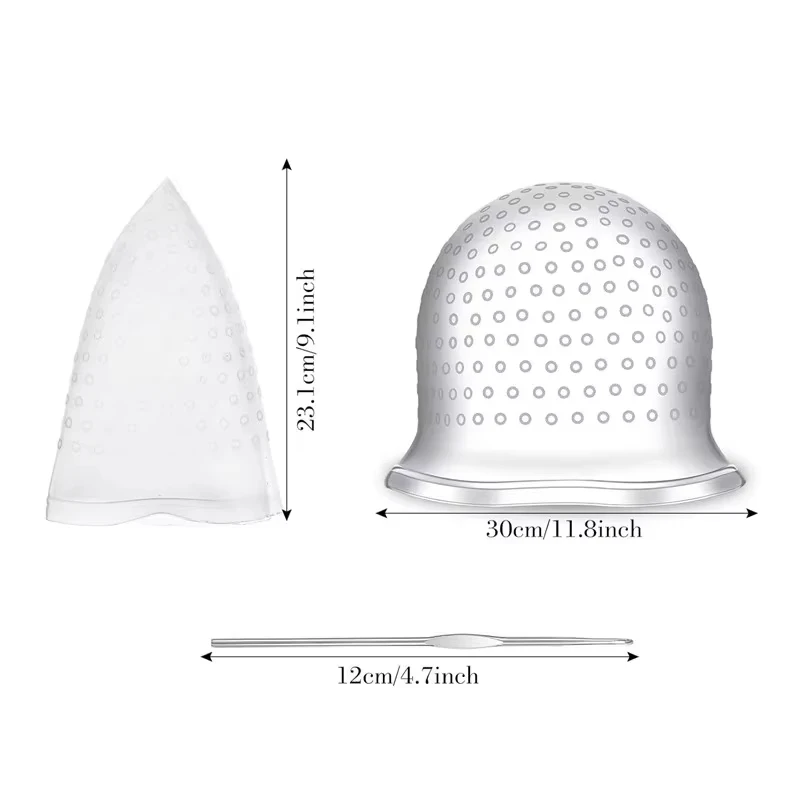 قبعة تلوين الشعر مع خطاف، قفازات صبغ الشعر القابلة لإعادة الاستخدام، تسليط الضوء على قبعة السيليكون DIY مجموعة أدوات تصفيف الشعر