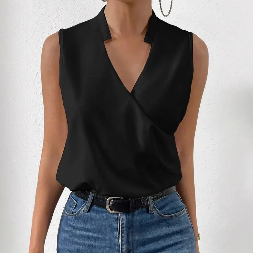 

Женская повседневная футболка-пуловер с v-образным вырезом, новый стиль, многоцветный однотонный топ, жилет