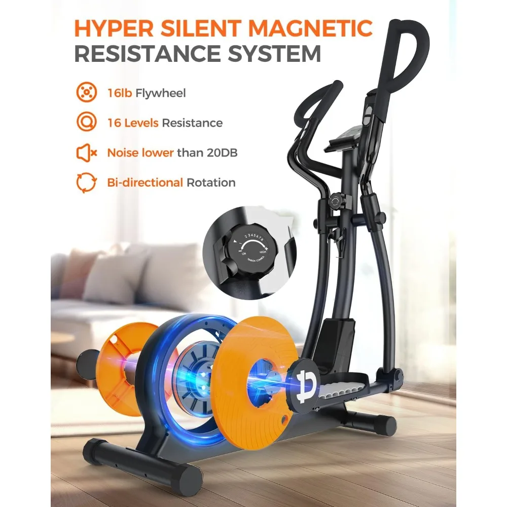 Elliptical Machines for Home Use with Hyper-Quiet Magnetic Driving System, 16-Level Adjustable Resistance,400LBS Weight Capacity