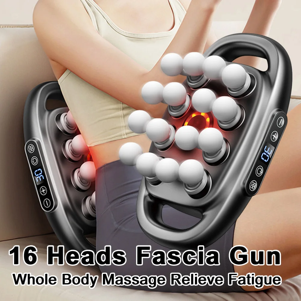 16-Head Fascia Gun High-Frequency Vibration Body Massage Gun Back and Waist Massager Massager Neck Shoulder Massager Masajeador