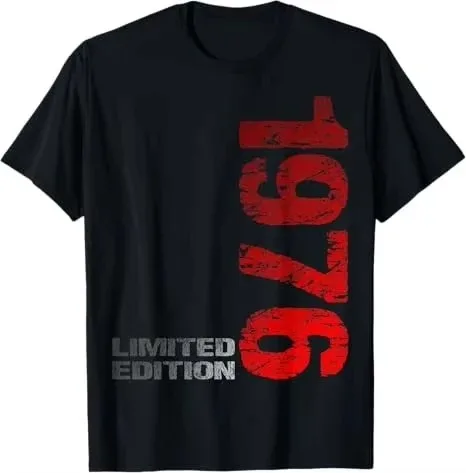 49th Birthday Gifts for Men Women 49 Years Old Vintage 1976 T-Shirt Graphic Custom Printed Short Sleeve Shirts Men Clothing