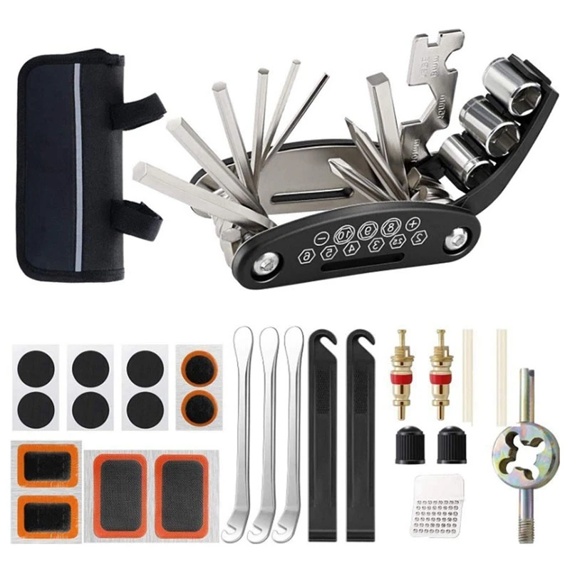 

Bicycle Repair Kits, Multi-Function Bicycle Bag with Repair Kit, Portable Self Patch Repair Cycling Tool for Road Bikes