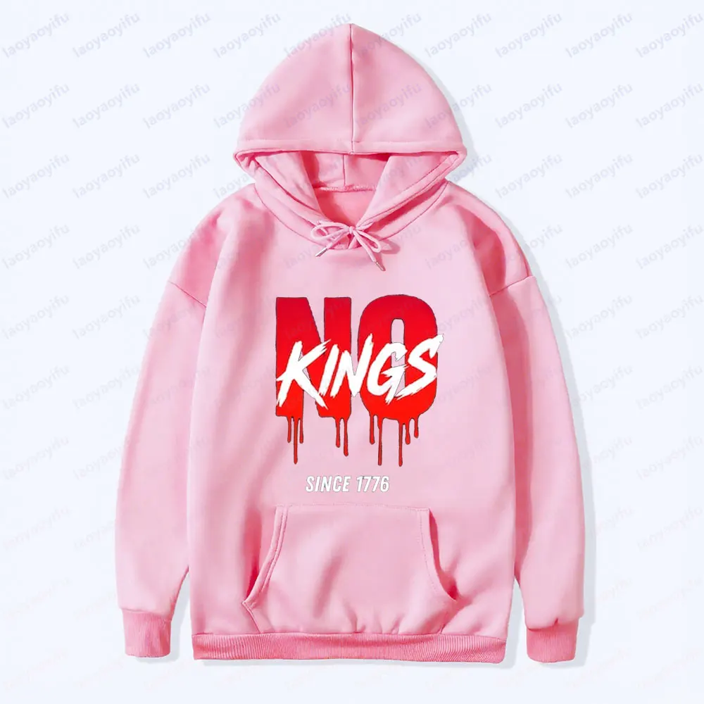 لا ملوك منذ 1776 هوديي خمر الثورة الأمريكية الملابس التصميم الإبداعي الرجال النساء الحياة اليومية بلوزات شعار الملابس #3