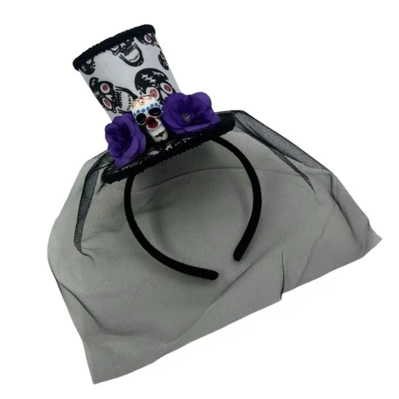 652F Unique skelethoofdband met mesh -overlay headpieces Party Headwar