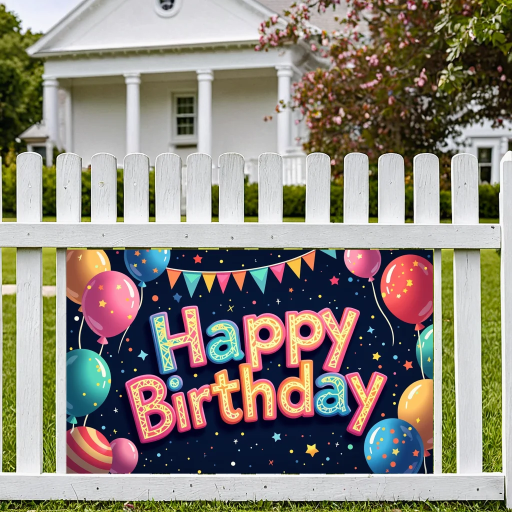 Birthday Backdrop Banner Party Decor Event Background Festive Setting Kids Event Birthday Party Supplies Balloon Garland
