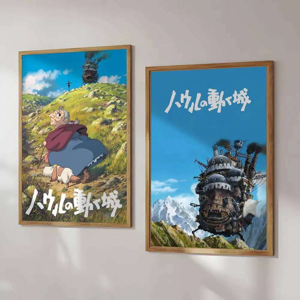 H-Howls تتحرك القلعة الكلاسيكية أنيمي الفيلم المشارك اللوحة ملصقات النوم غرفة المعيشة جدار الديكور هدية المنزل الفن الجمالي #4