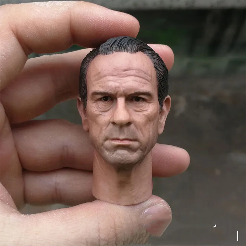 

Delicate Painting 1/6 Scale Man in Black SWAT PVC Tommy Lee Jones Male Solider Head Sculpt Carved Model for 12 inches Body