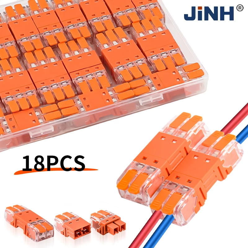 JINH 2/3/4-Way Pluggable Lever Wire Connectors Set - 18pcs Solderless CMK642 CMK643 CMK644 Fast Connection Kit for Electronics