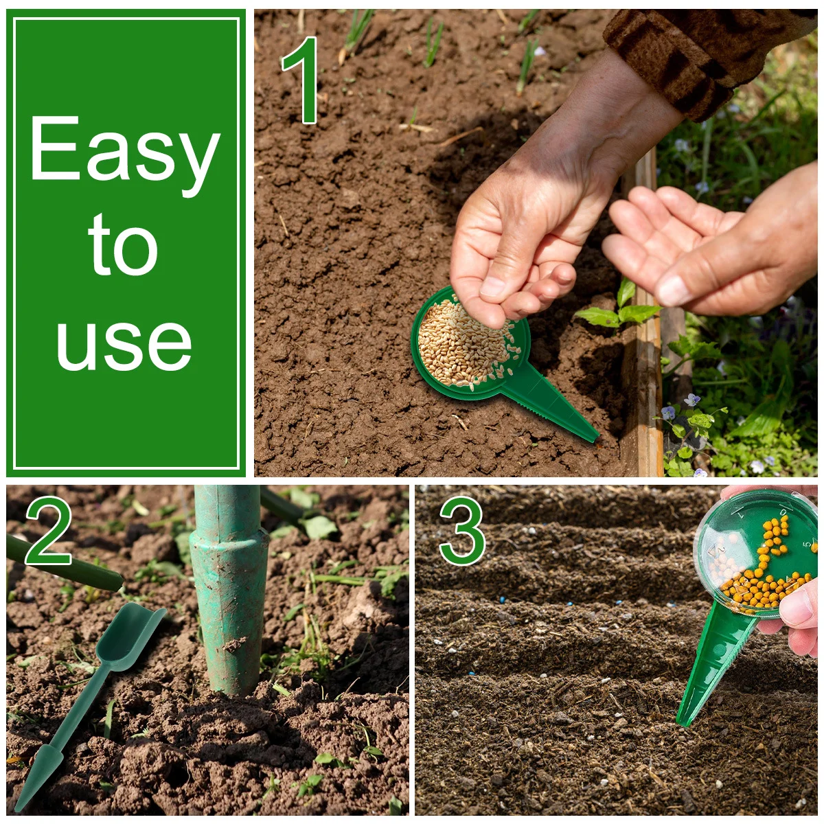Adjustable Seed Distributor - An Easy-to-Use Manual Seeder Suitable for All Seeds, An Ideal Garden and Lawn Care Tool, and A See