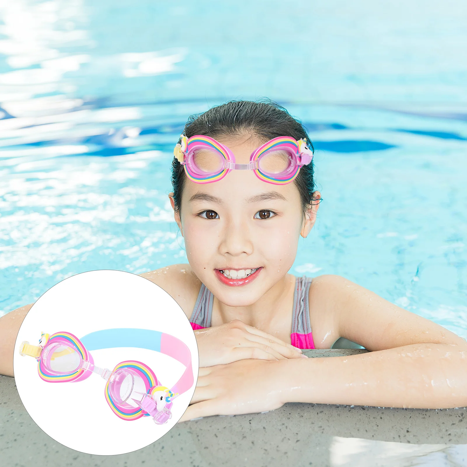 Gafas de natación para niños, gafas de agua antiniebla para piscina, graduadas para niños pequeños, unicornio bajo el agua, Playa Uv