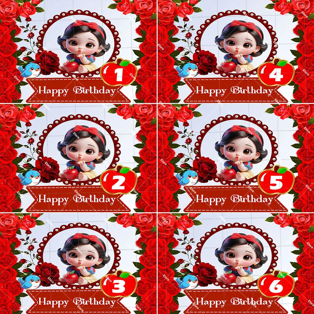 

Snow White Princess Theme Cute Little Girl Birthday Party Decor Baby Portrait Photography Backdrop Custom Banner for Girls