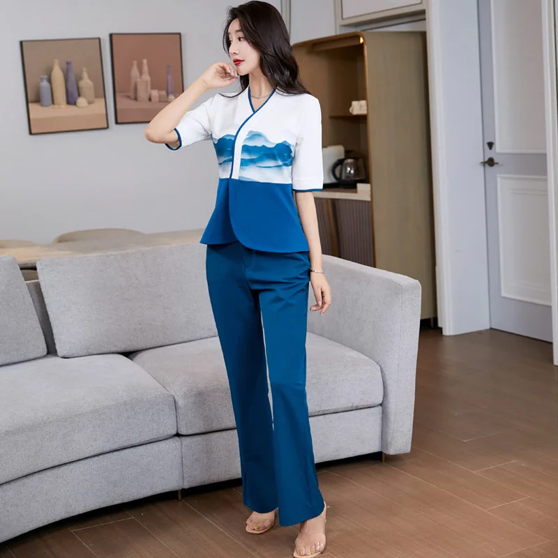 Woman Work Clothes Beauty Salon Spa Hotel Waiter Esthetic Massage Nail Cafe Sexy Foot Bath Sauna Technician Trousers Uniform