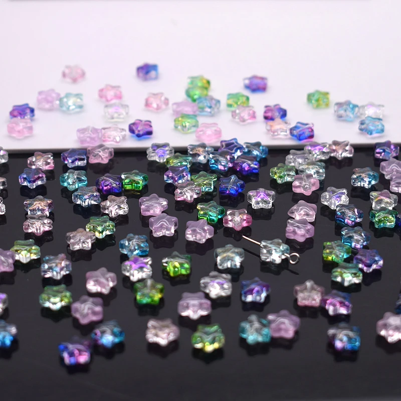 Cuentas de estrella de colores variados, 8mm, 60 uds., cuentas espaciadoras sueltas de vidrio checo, accesorios Diy hechos a mano, fabricación de joyas, collar, pendientes