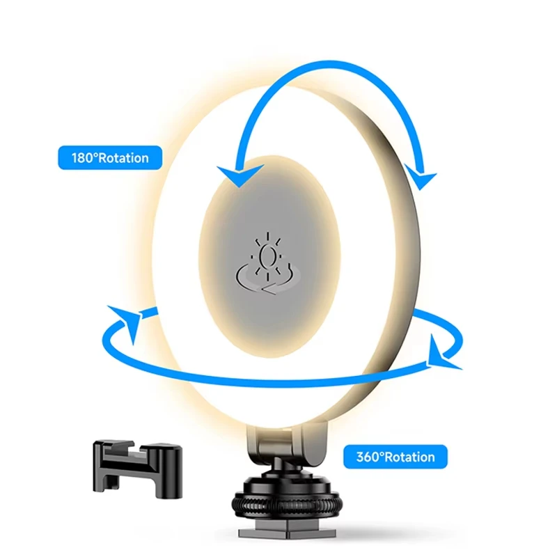 Phone Fill Light 48 LED Mini Selfie Light 400mAh Rechargeable Rotation Ambient Lighting for Live Stream Video Photography Makeup