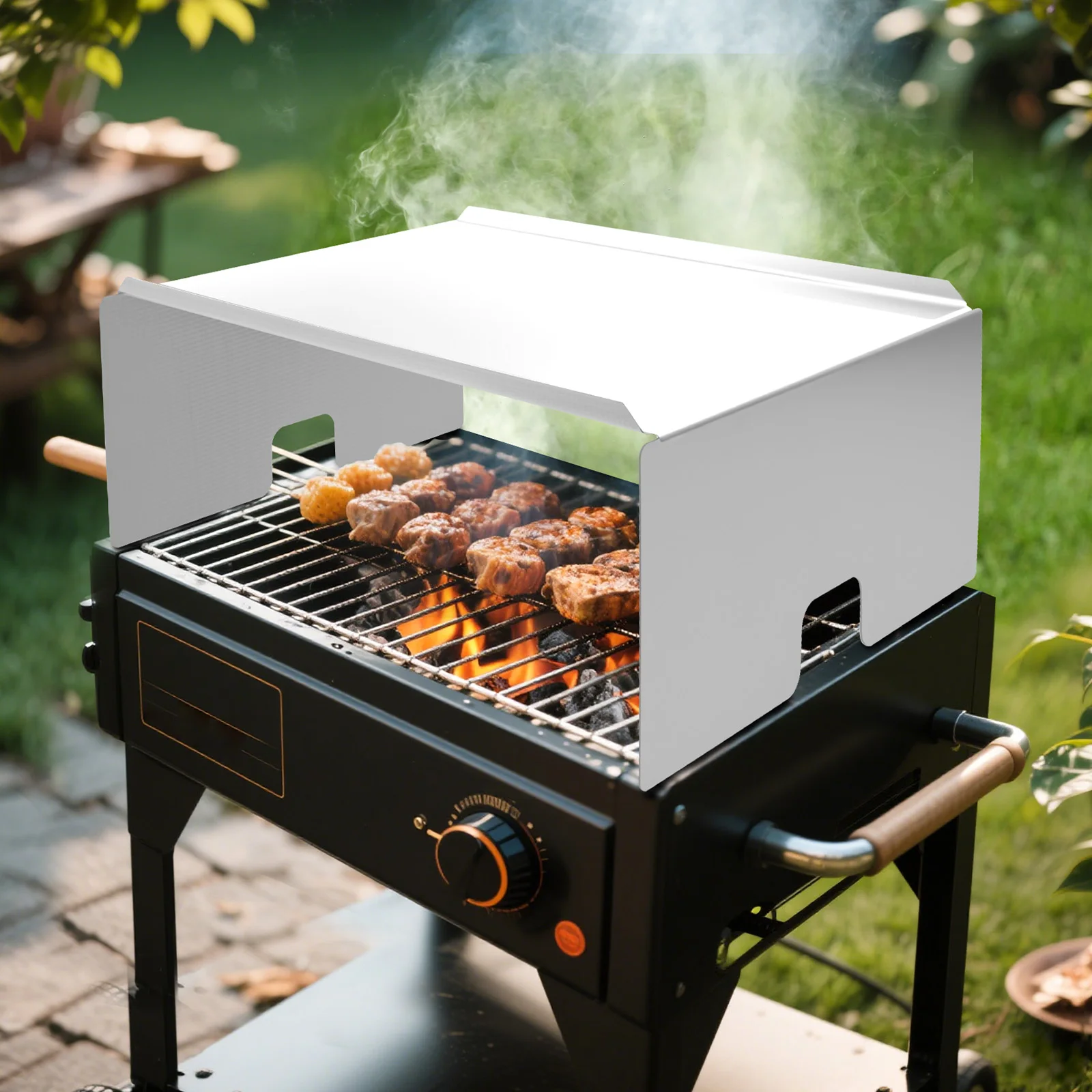 

Heavy Duty Stainless Steel Heat Deflector for Grills Smokers Energy Saving Heat Baffle Diffuser Extends Burn Time for Outdoor
