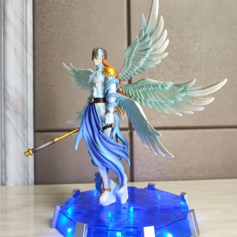 28cm Angemon Anime Figure Toys Digimon Hobby Action Figure Movie & Tv 3d Pvc Model Collectiblecollectible Toy With Led Light