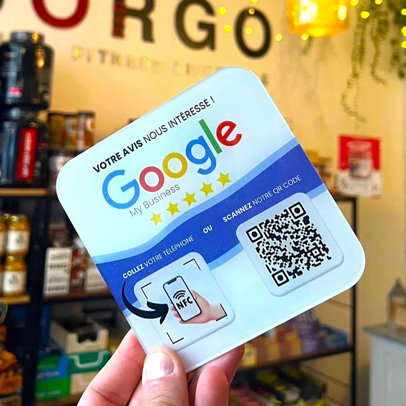 Custom Google Review Sign NFC Touch QR Code Acrylic Social Media Connected Plate Instagram Facebook Plate Shop Business Decor