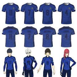 Anime japon mavi kilit Isagi Yoichi futbol forması T-shirt Cosplay Cosplay ma Chigiri Meguru Bachira Tee orijinal çocuk giysileri