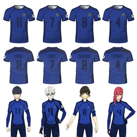Anime Japanese Blue Lock Isagi Yoichi Football Jersey T-shirt Cosplay Hyoma Chigiri Meguru Bachira Tee Original Children Clothes