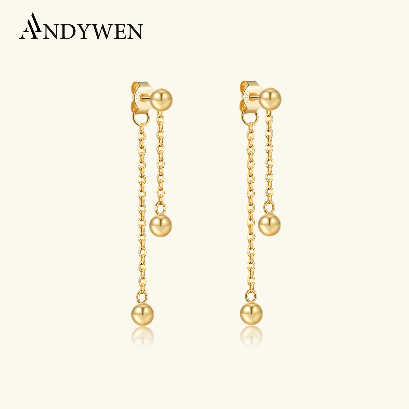 ANDYWEN 925 Sterling Silver Orbs Transformer Earring Adjustable Moving Ball Drop Earrings for Women Light Luxury Elegant Jewelry