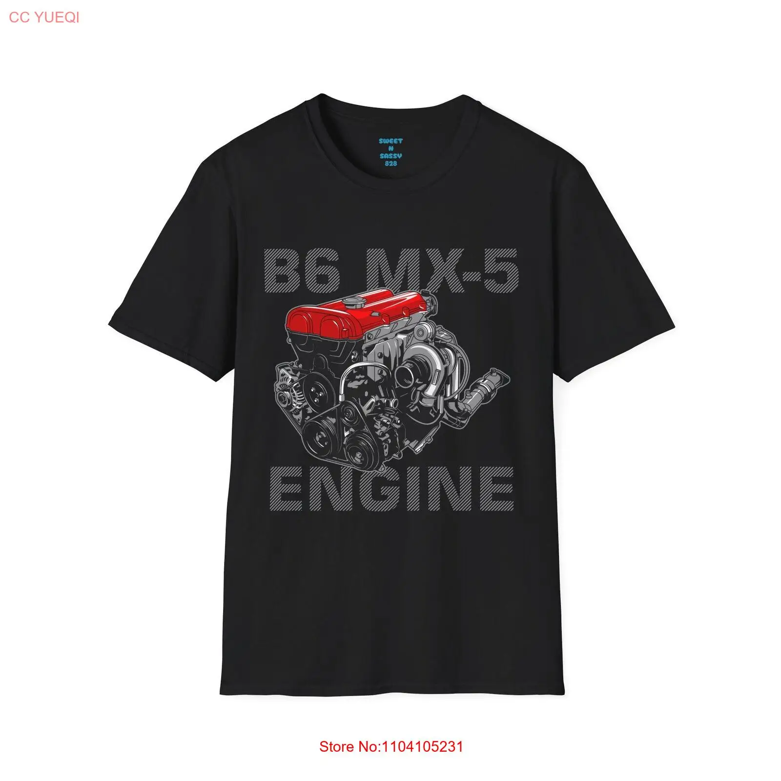 "تي شيرت B6 MX-5 - تي شيرت برسومات محرك Miata المميز لعشاق JDM"