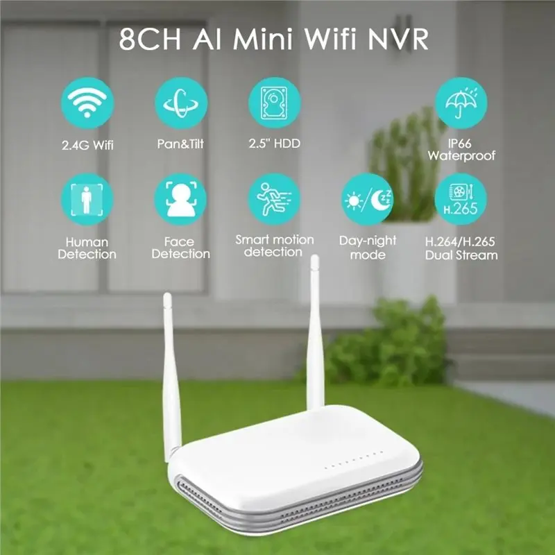 [LXYA68Z!] H. 265 Wifi NVR Network Video Recorder 8CH Mini Design Featuring Face Detection Support For XMEYE Icsee Mobile App EU