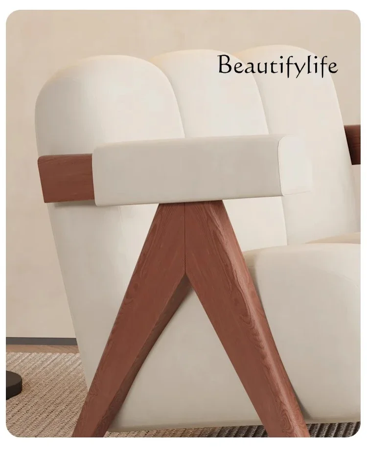 XB Medieval Single Sofa Solid Wood Chair Designer Living Room Bedroom Chair Sitting Area Japanese High-end Balcony