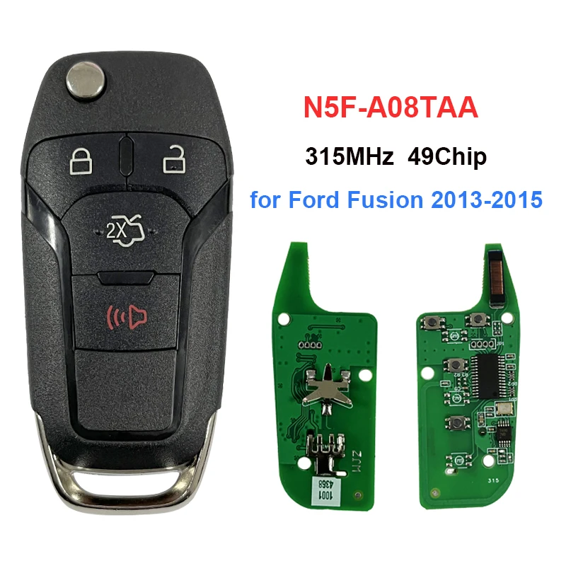 

CN018067 4 Buttons Flip Remote Key for Ford Fusion 2013-2015 315MHz With 49 Chip Hitag Pro FCC ID: N5F-A08TAA 164-R7986 5924003