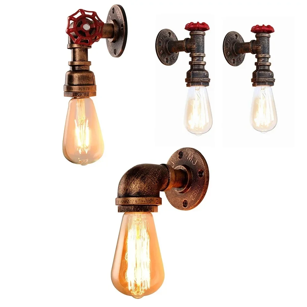 Retro Industrial Wall Lamp Punk Water Pipe Retro Wall Lamp E27 LED Wall Lamp Living Room Bedroom Bar Fireplace Wine Cellar Light