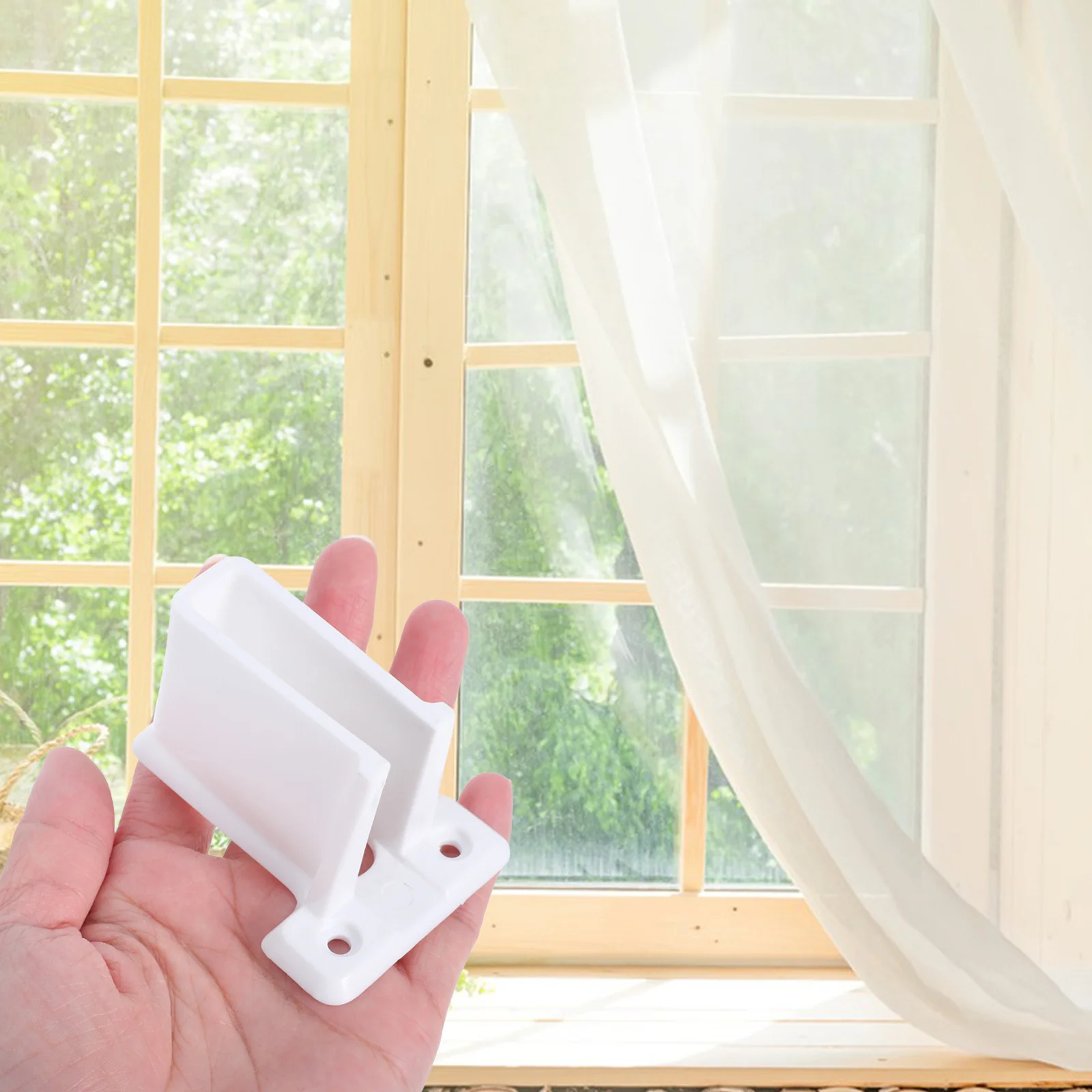 

2Pcs Plastic Curtain Rod Holders Wall Mount Support Brackets Easy Install for Wire Shelves Closet Rod Support Brackets