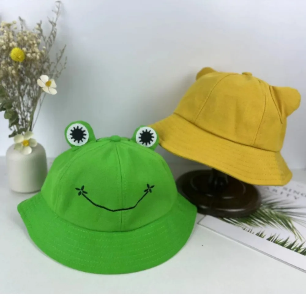 Cute Frog Bucket Hats Accessories Women Bucket Hat Women Summer Outdoor Sun Fishing Cap Cotton Wild Panama Hats Decorative Props