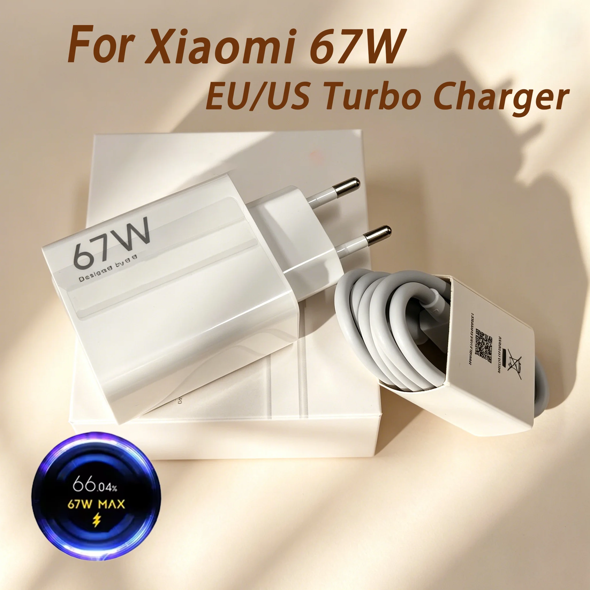 Ładowarka Xiaomi 67W z kablem USB-C o długości 1 m, kompatybilna z modelami Mi 13, 12, 11 Turbo, Poco F5, F3, X5 Pro, X4, X3 oraz Redmi Note 13, 12, 11, 14. — zdjęcie produktu 1