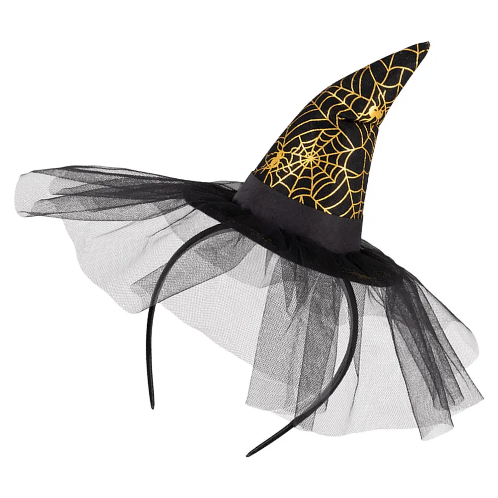 

Witch Hat Headb Gothic Hair Accessories Halloween Cosplay Women Party Hats Spider Web Decor Adjustable Fits All Ages
