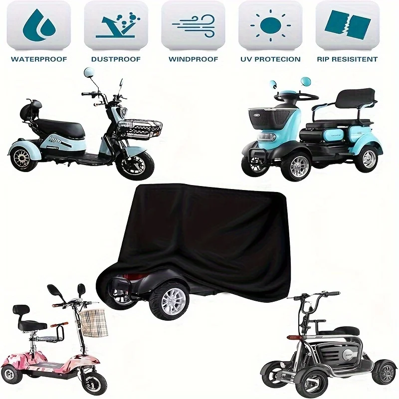 Mobility Scooter Cover with Storage Bag - Durable Fits 3 & 4 Wheel Models, Protects from Snow Sun,Size 54*26*47inch