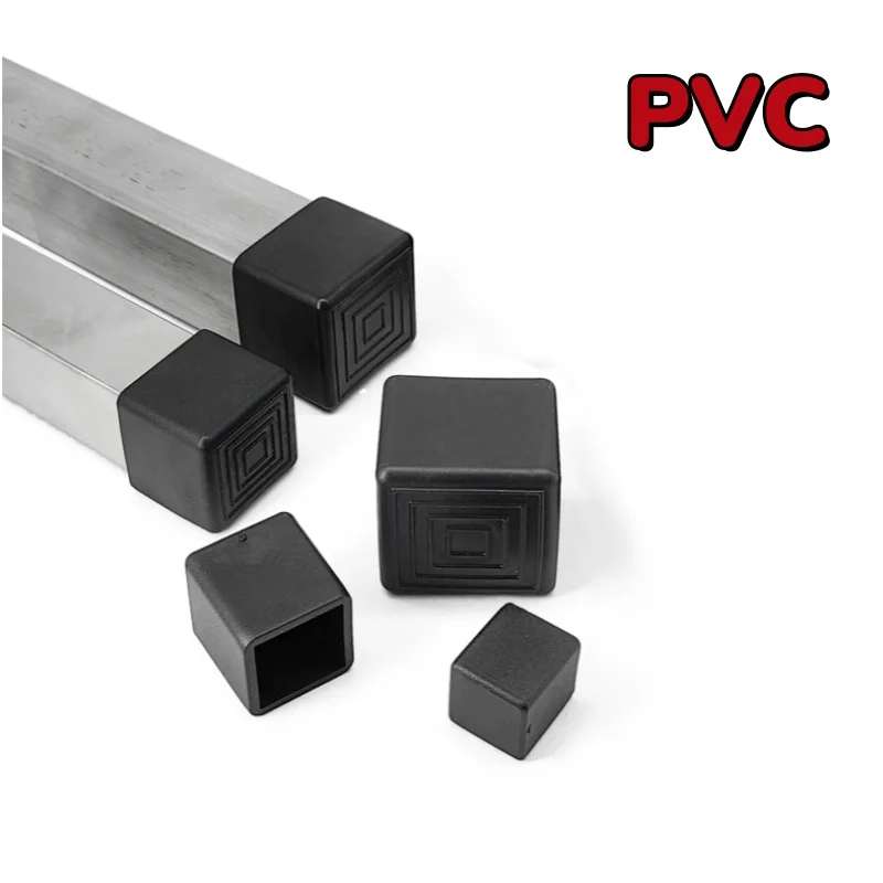 Peijian Pvc Black Square Table Chair Leg Tips Caps Non-slip Floor Feet Pads Floor Protector Furniture Accessories