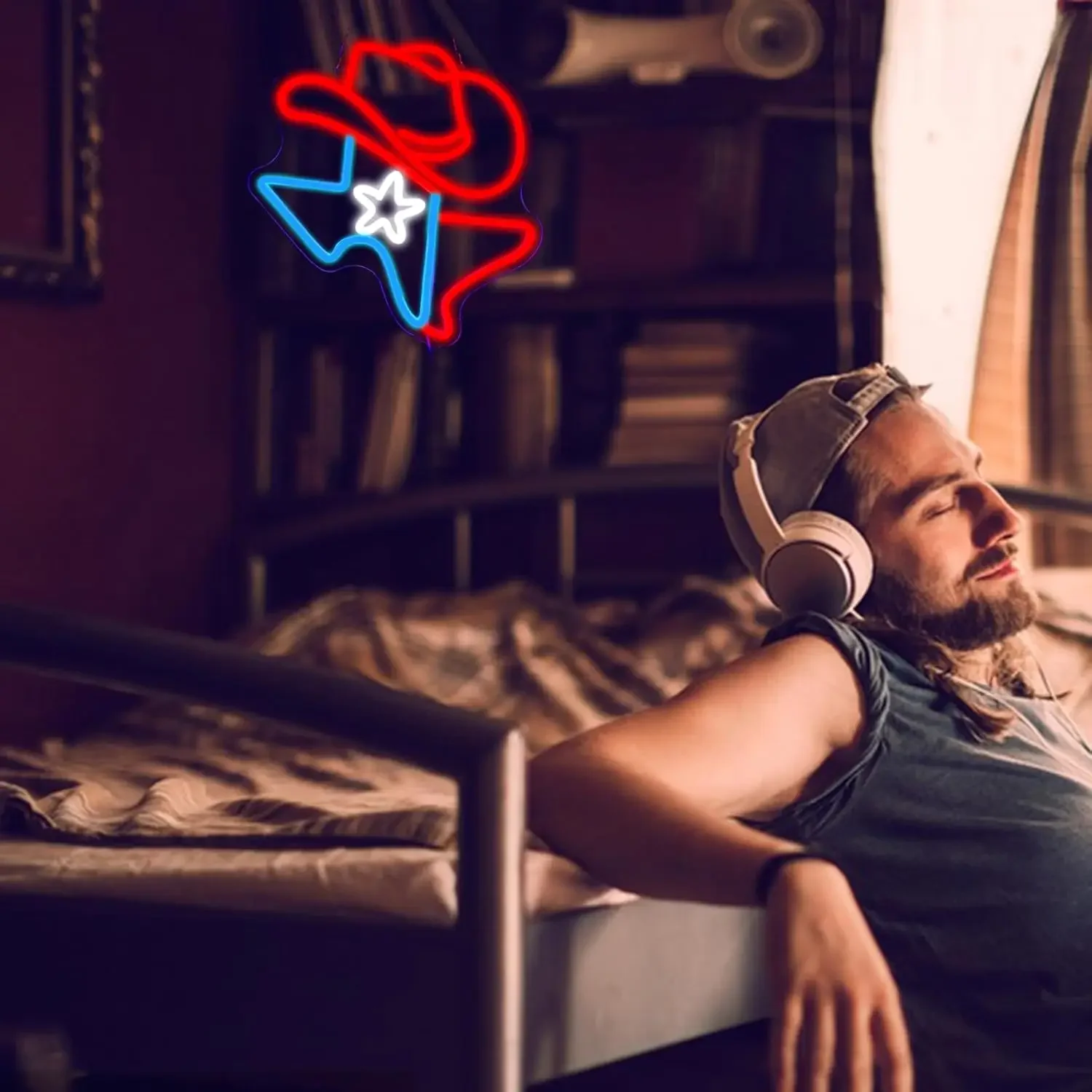 Cowboy Texas LED Neon Sign USB Dimmable LED Neon Light for Game Room Bar Western Themed Party Man Caves Garage Decor Gift